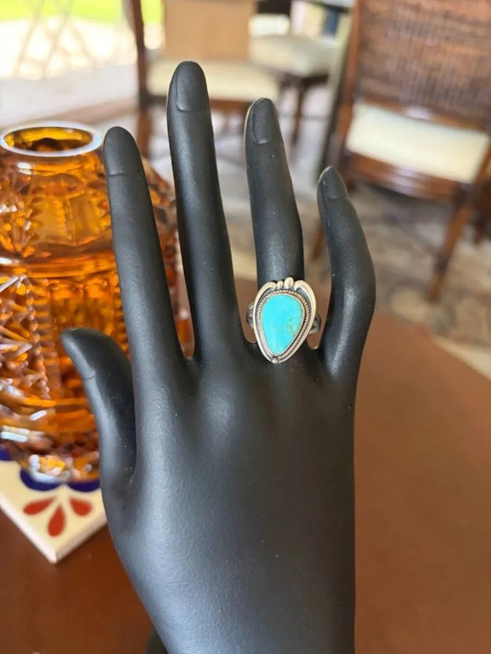 Bell Trading Post Navajo Sterling Silver and Turquoise Ring Size 7-3/4
